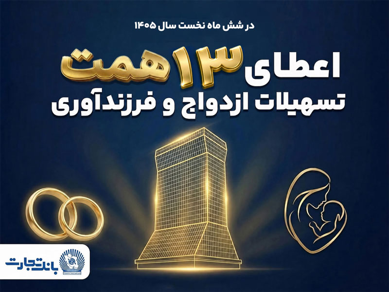 حمایت ۱۳ همتی بانک تجارت از جوانان با اعطای تسهیلات ازدواج و فرزندآوری