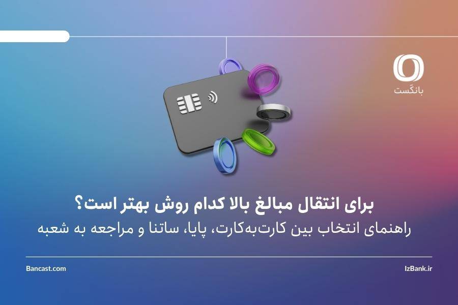 برای انتقال مبالغ بالا کدام روش بهتر است؟ راهنمای انتخاب بین کارت‌به‌کارت، پایا، ساتنا و مراجعه به شعبه