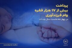پرداخت بیش از ۱۷ هزار فقره وام فرزندآوری در بانک ملی ایران